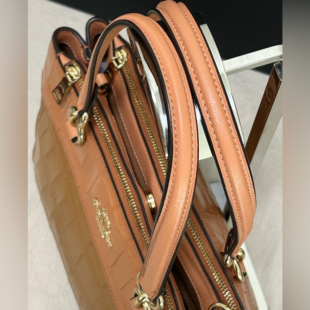 COACH Brooke Mini Croc Embossed and Smooth Leather in Colorblock Xbody/Satchel - Picture 9 of 14